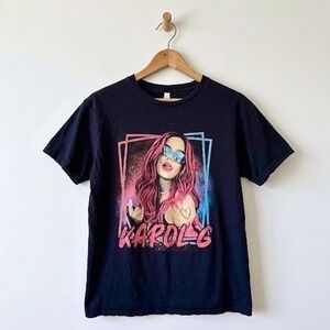 Karol G Bichota Tour 2022 Graphic‎ T-Shirt Black Small USA Strong Concert Merch